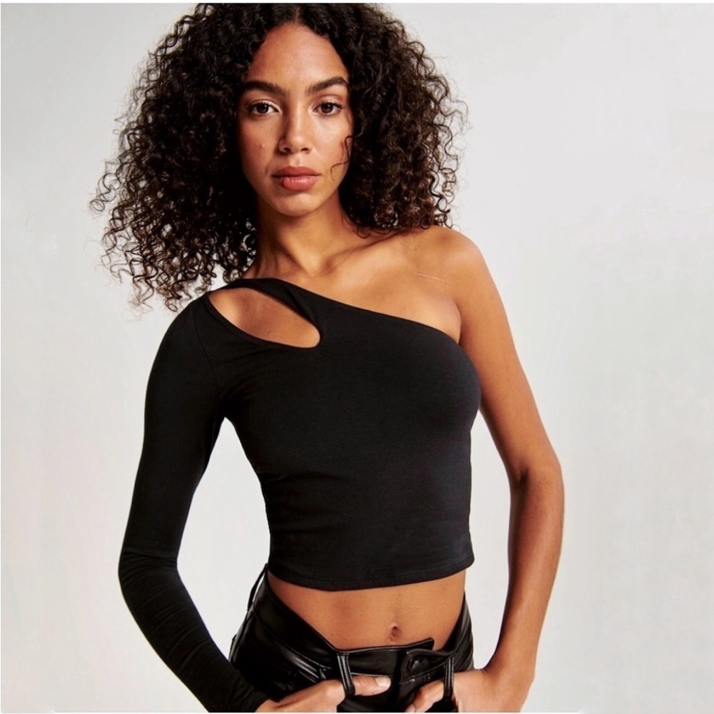 Abercrombie and Fitch one Sleeve crop top Small Sage Green